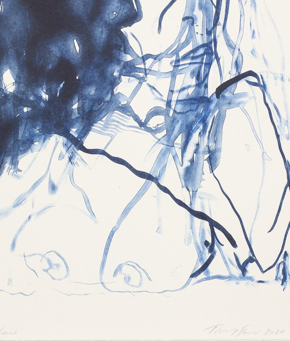 After The Shadow - Emin, Contemporary, YBAs, Lithograph, Blue, Portrait - Young British Artists (YBA) Print by Tracey Emin