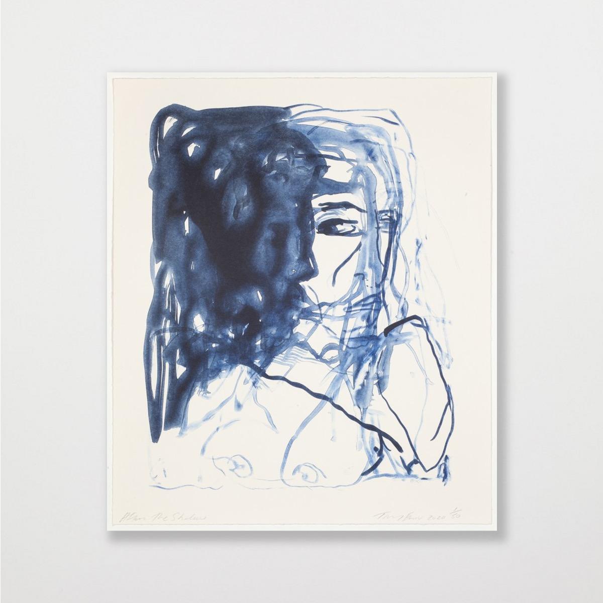 Dopo l'ombra - Emin, Contemporaneo, YBAs, Litografia, Blu, Ritratto - Figurative Print Grigio di Tracey Emin