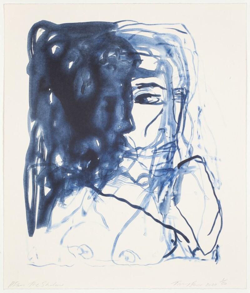 Figurative Print Tracey Emin - Après l'ombre - Emin, Contemporain, YBAs, Lithographie, Bleu, Portrait