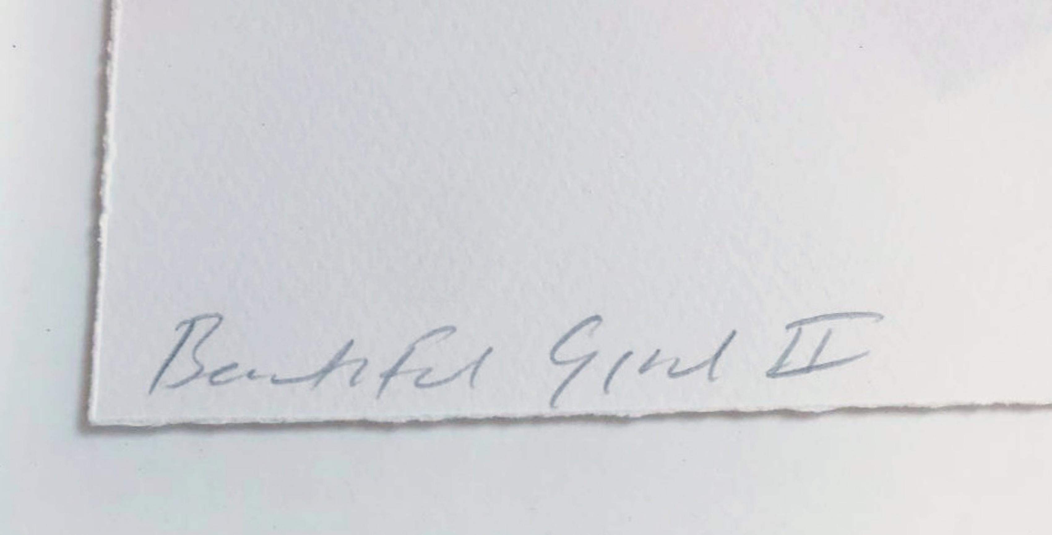 Beautiful Girl II, Aguafuerte chine-collé sobre papel Somerset 300 GSM Firmado/N Enmarcado - Figurative Print Gris de Tracey Emin