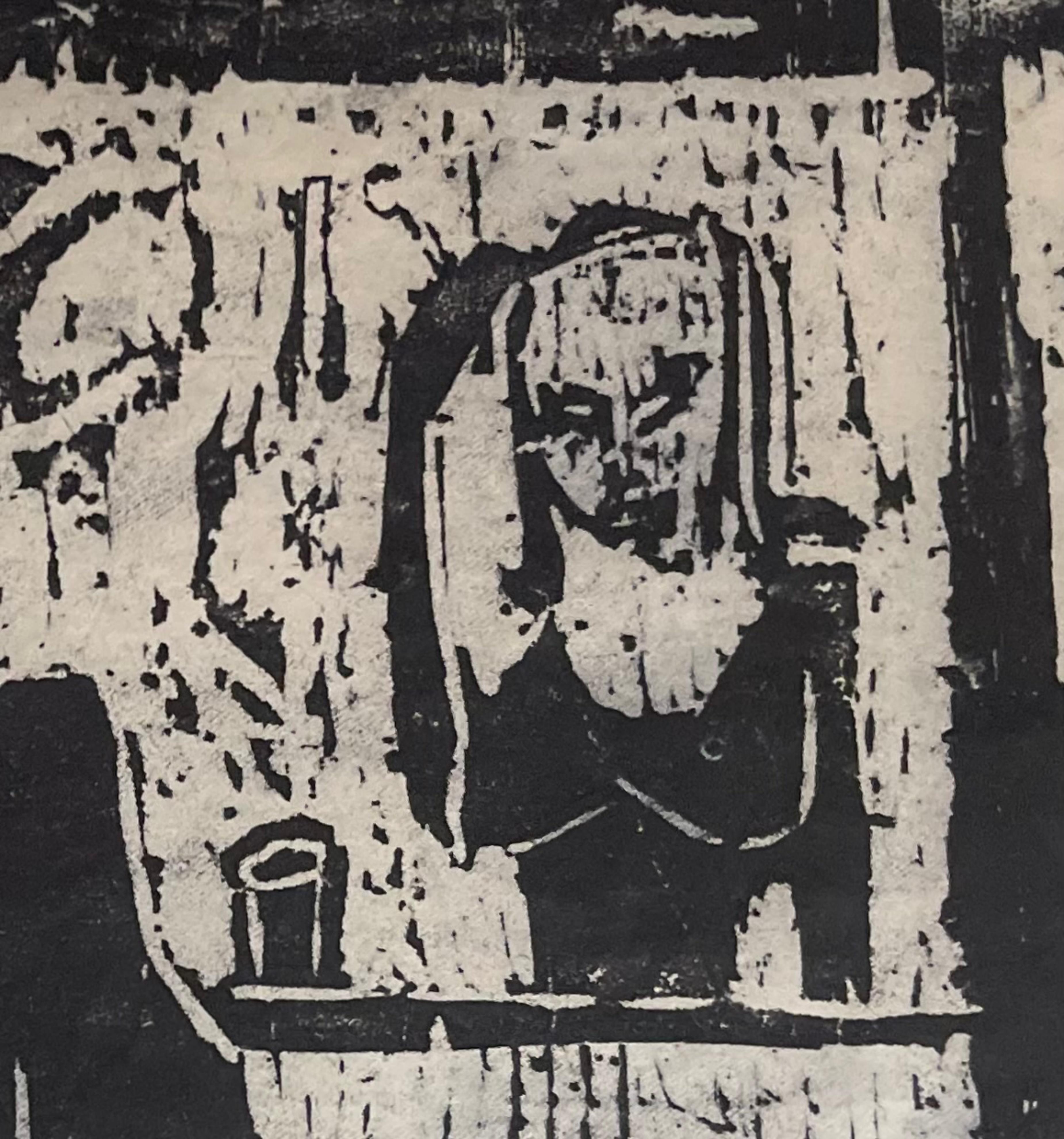 Billy e Traci in un pub, xilografia unica, firmata e iscritta a matita, incorniciata - Print Contemporaneo di Tracey Emin