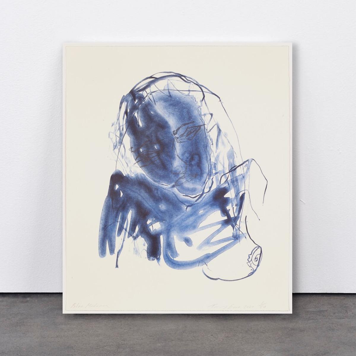Blue Madonna - Emin, Contemporary, YBAs, Lithograph, Portrait, Black
3 colour lithograph on Somerset Velvet Warm White 400gsm
Edition of 50
65,5 x 55,5 cm (25.8 x 21.9 in)
Signed, numbered, and dated by the artist
In mint condition
With certificate
