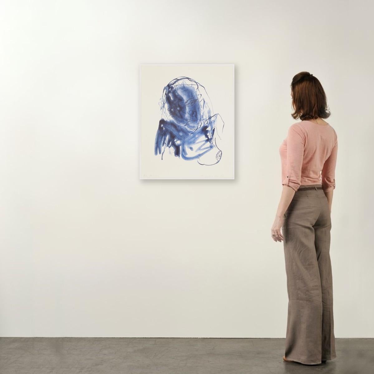 Blue Madonna - Emin, Contemporary, YBAs, Lithograph, Portrait, Black For Sale 1