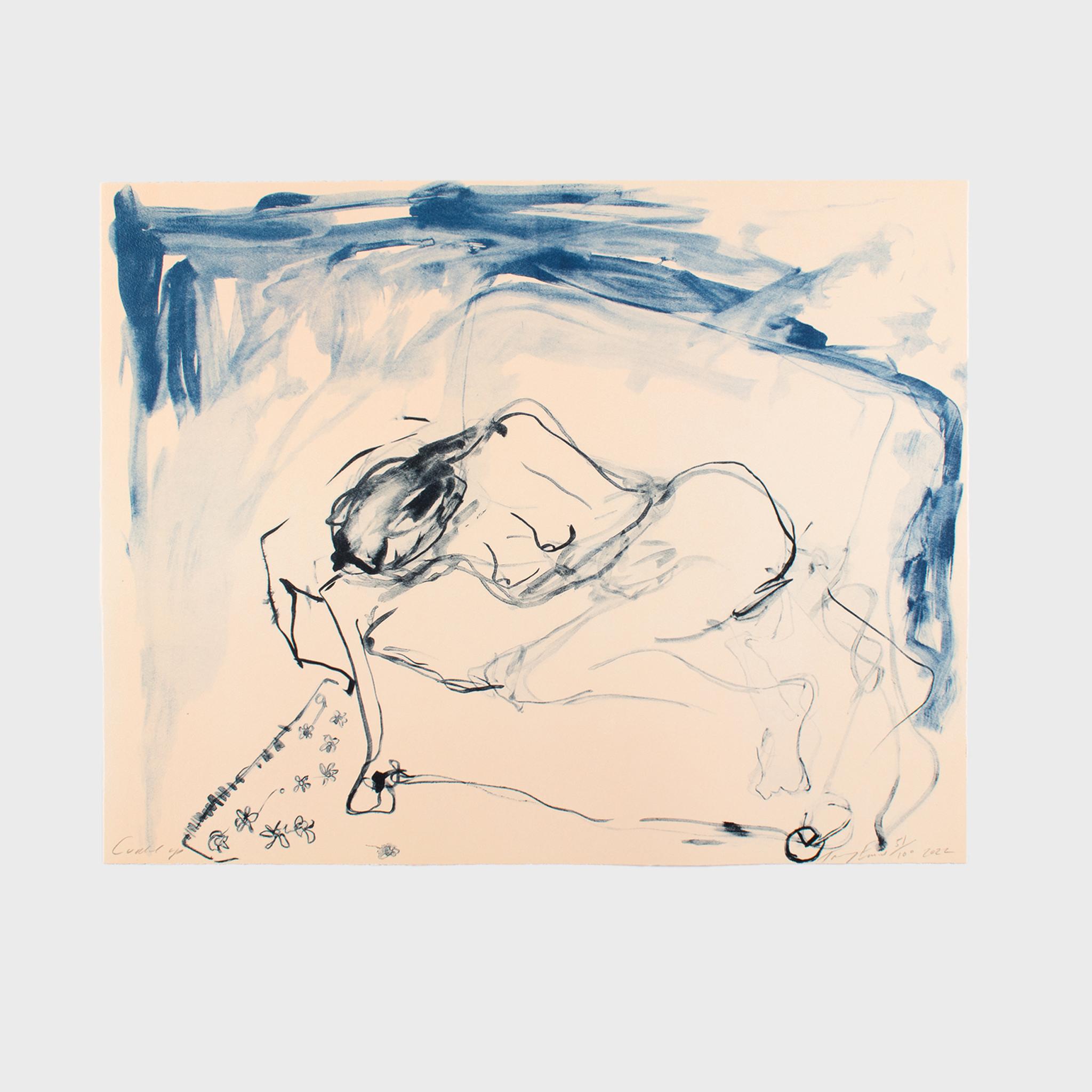 Curled Up | Tracey Emin Still Life Portrait Print, Female Nude Signed