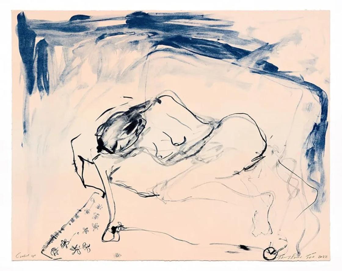 Curled Up 

by Tracey Emin

Tracey Emin is a British artist celebrated for her highly personal and emotionally raw works encompassing a range of mediums, including installations, drawings, and writings, which often delve into themes of love, sex,