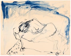 Curled Up -- Lithograph, Human Figure, Nude by Tracey Emin