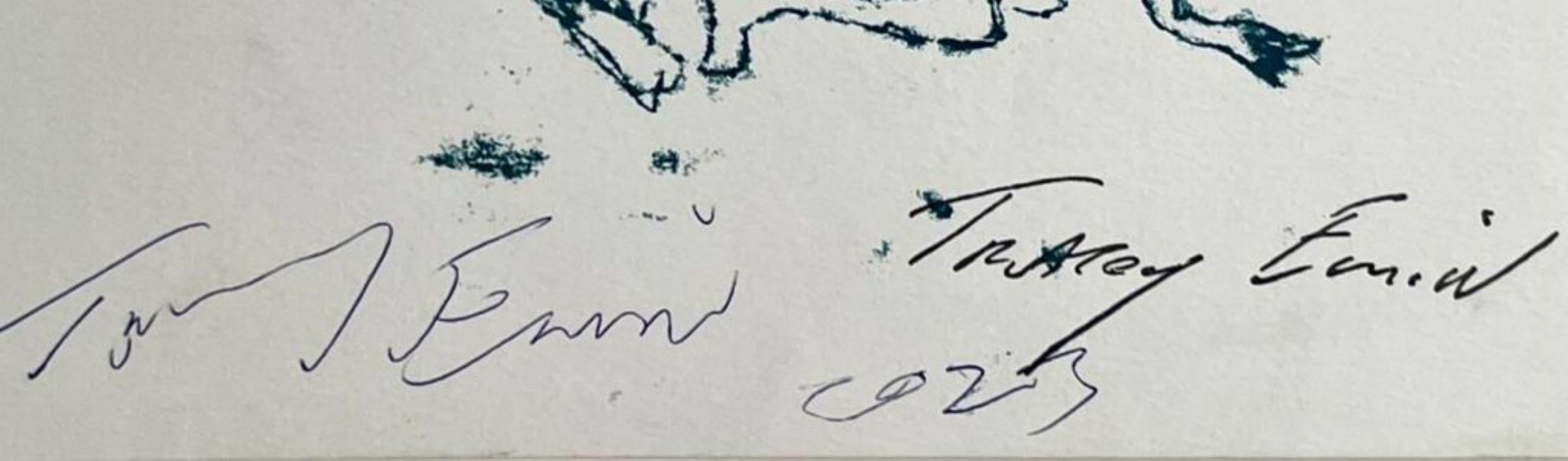 Tracey Emin
Every Bodies Been There (zweimal unterzeichnet), 1998
Lithographie auf Papier
Unter der vorhandenen Plattensignatur hat Tracey Emin das Werk ausnahmsweise handschriftlich signiert und für den jetzigen Besitzer mit dem Jahr 2023