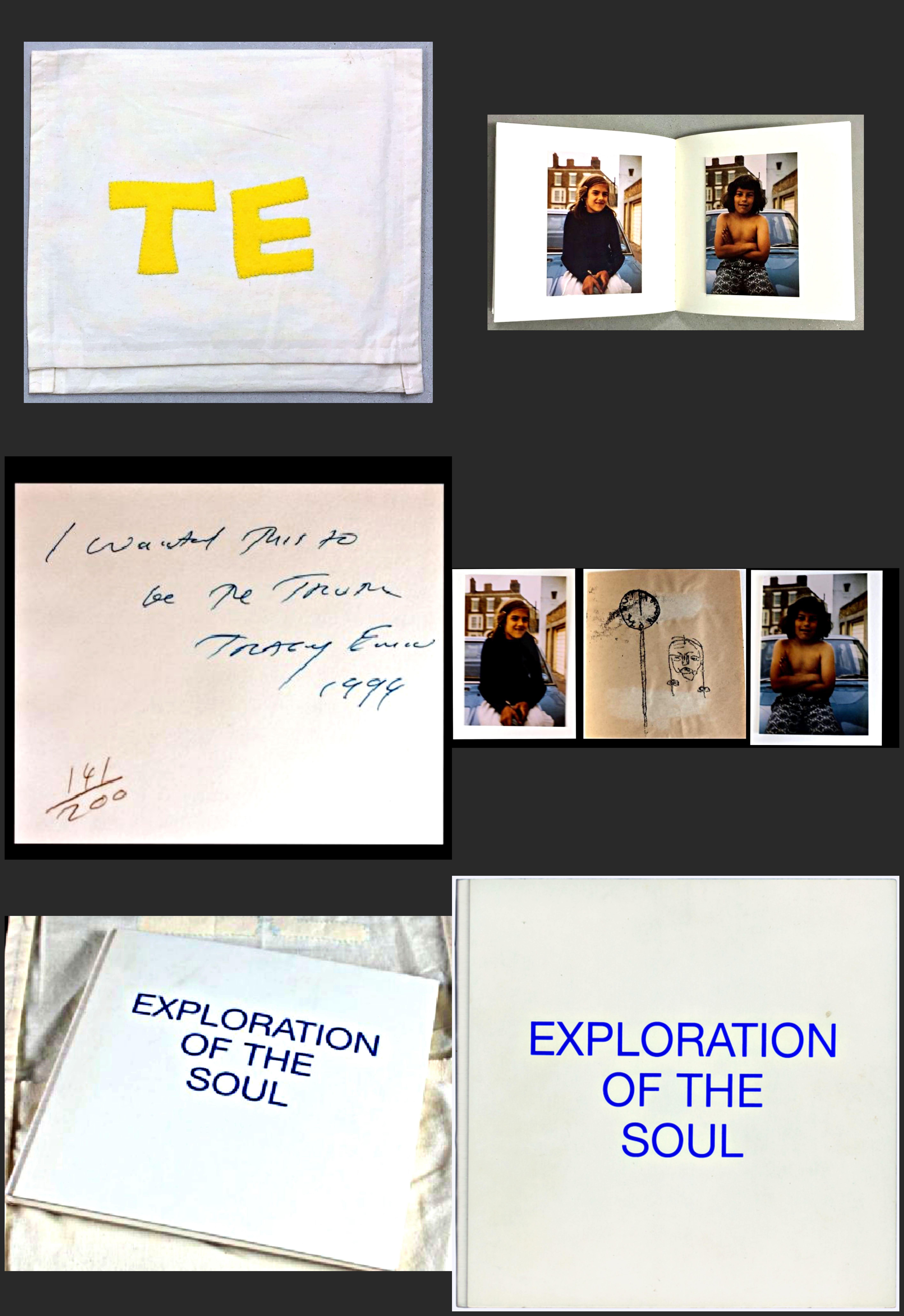 Tracey Emin
Exploration of the Soul from the Estate of Warhol's Agent, 1994
Tipped-in monoprint (unique) and ink inscription held in Hand signed and numbered (edition of 200) & ink inscribed monograph in White cloth-backed boards, plus hand sewn
