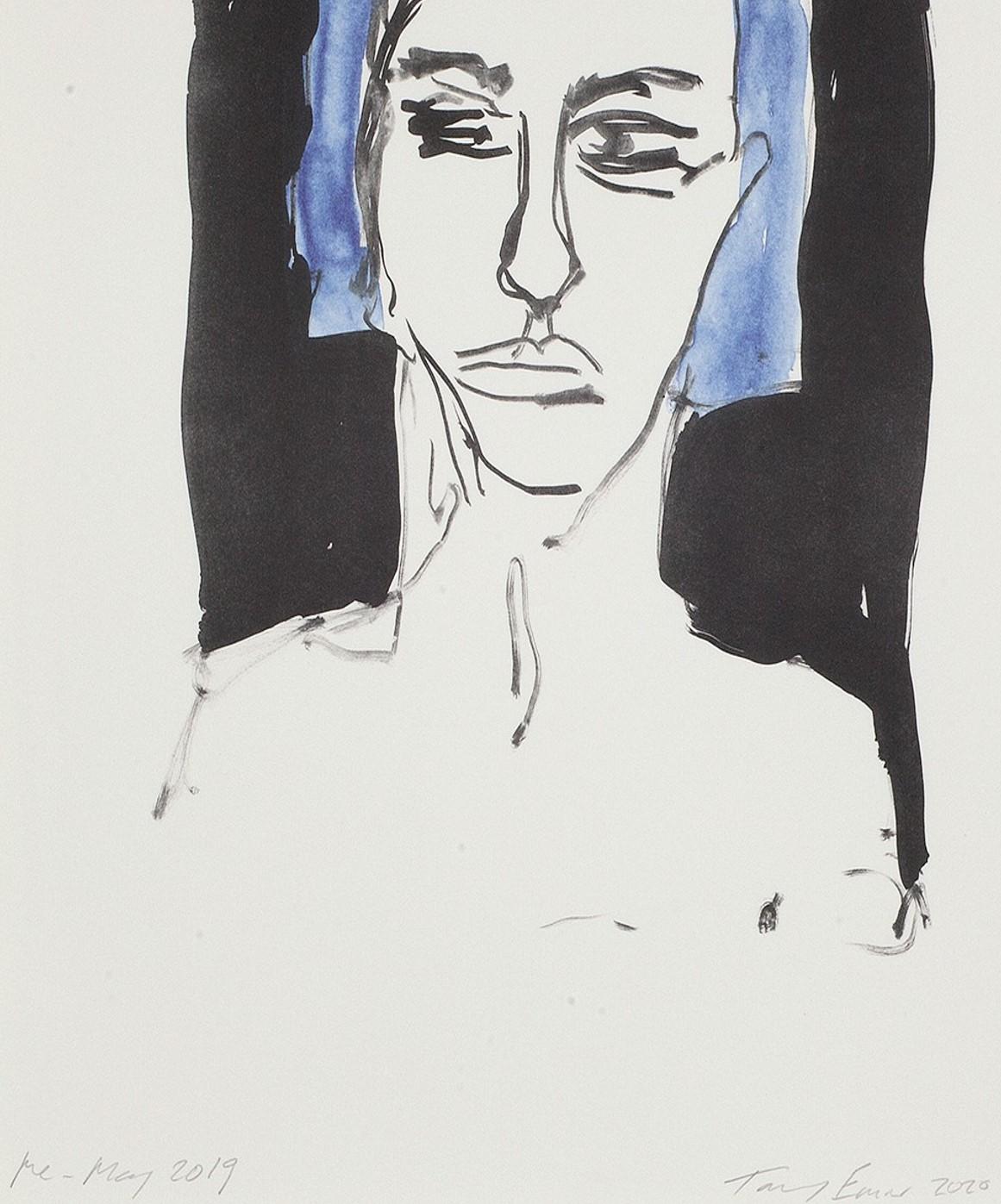 Me - May 2019 - Emin, Contemporary, YBAs, Lithograph, Portrait, Blue - Young British Artists (YBA) Print by Tracey Emin