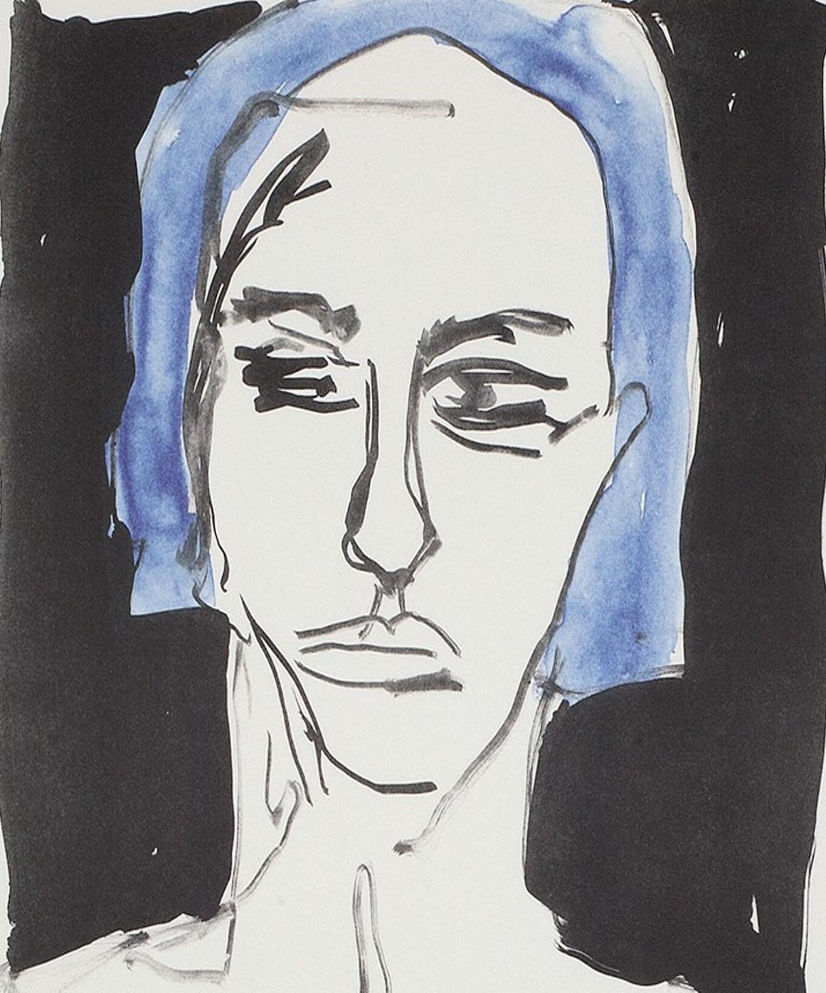 Me - May 2019 - Emin, Contemporary, YBAs, Lithograph, Portrait, Blue - Print by Tracey Emin