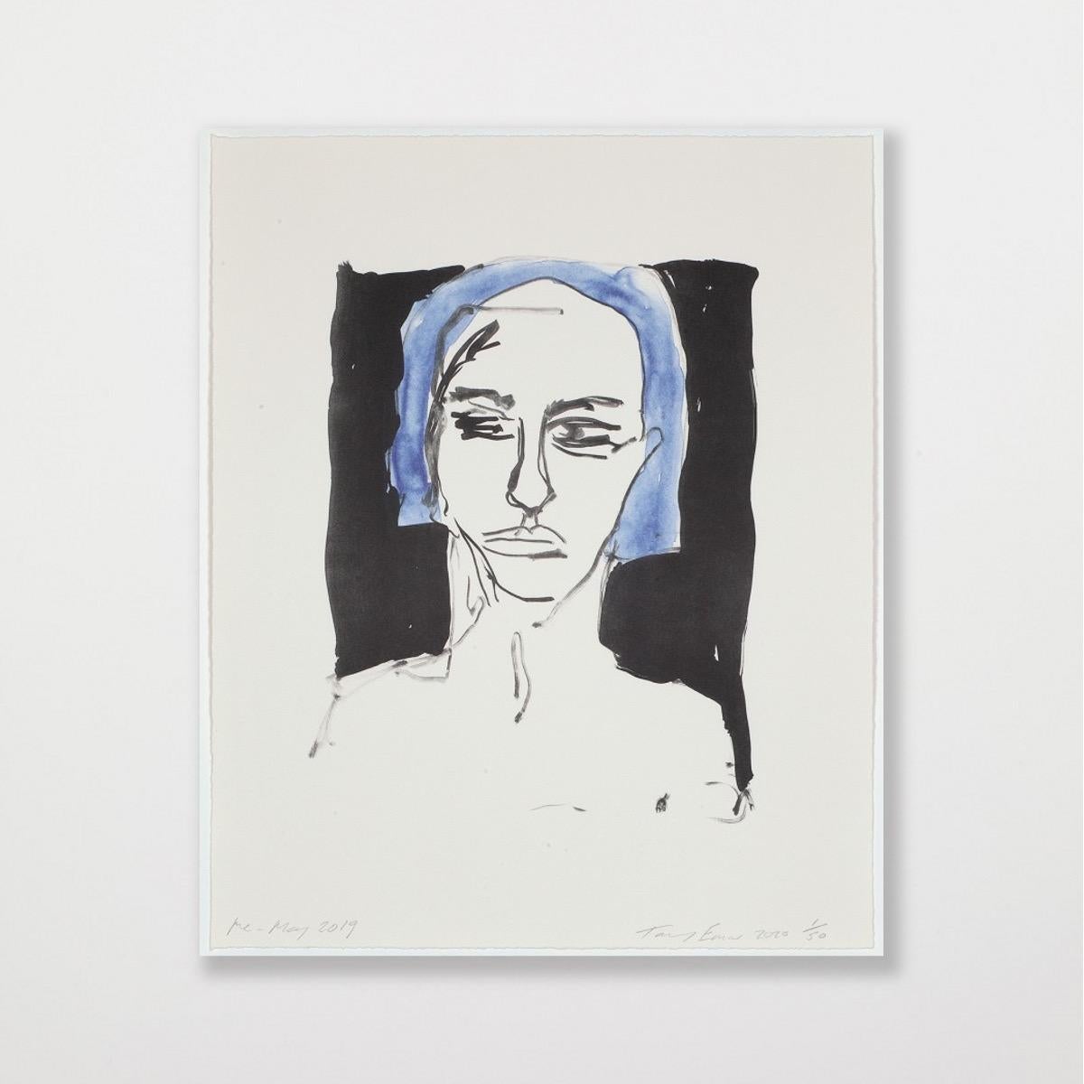 Me - May 2019 - Emin, Contemporary, YBAs, Lithograph, Portrait, Blue - Young British Artists (YBA) Print by Tracey Emin