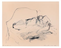 In ginocchio -- Litografia, figura umana, donna nuda di Tracey Emin