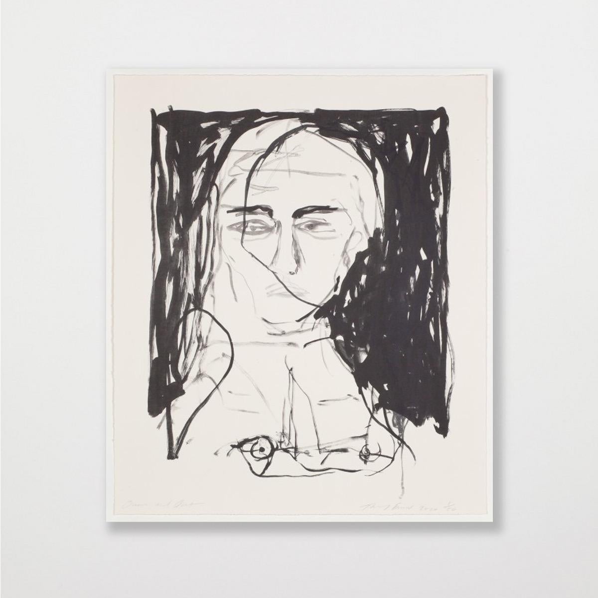 Over and Out - Emin, Contemporary, YBAs, Lithograph, Black, Portrait
2 colour lithograph on Somerset Velvet Warm White 400gsm
Edition of 50
65,5 x 55,5 cm (25.8 x 21.9 in)
Signed, numbered, and dated by the artist
In mint condition
With certificate