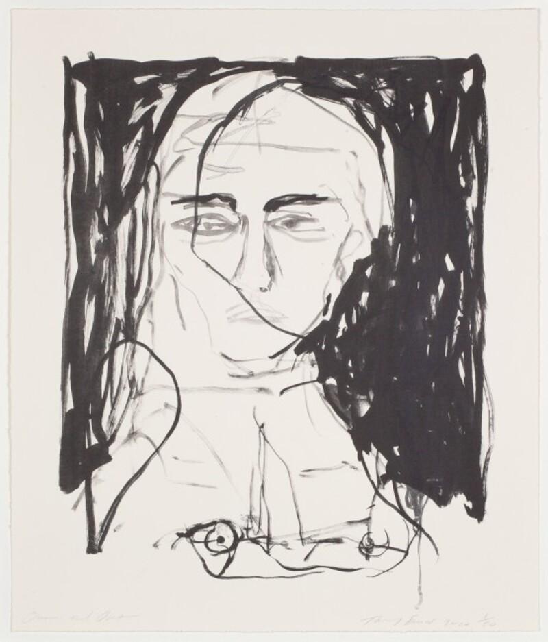 Tracey Emin Figurative Print - Over and Out - Emin, Contemporary, YBAs, Lithograph, Black, Portrait