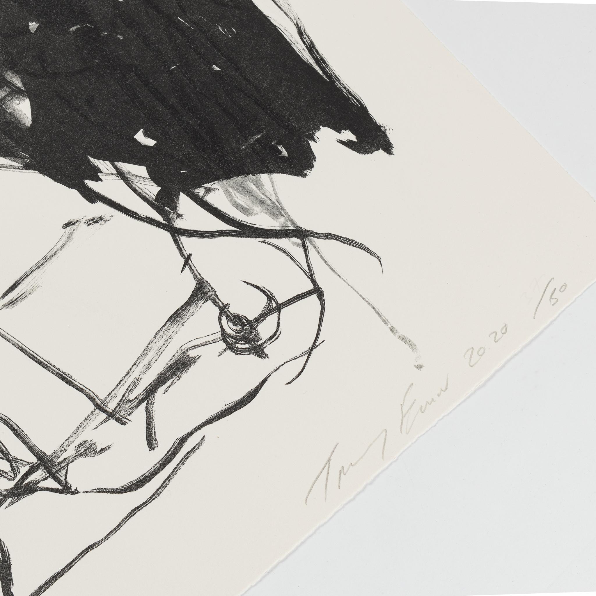 Over and Out - Gray Portrait Print by Tracey Emin