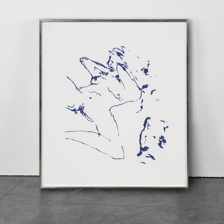 Figurative Print Tracey Emin - The Beginning of Me - Emin, Contemporary, YBAs, Lithograph, Blue, Portrait