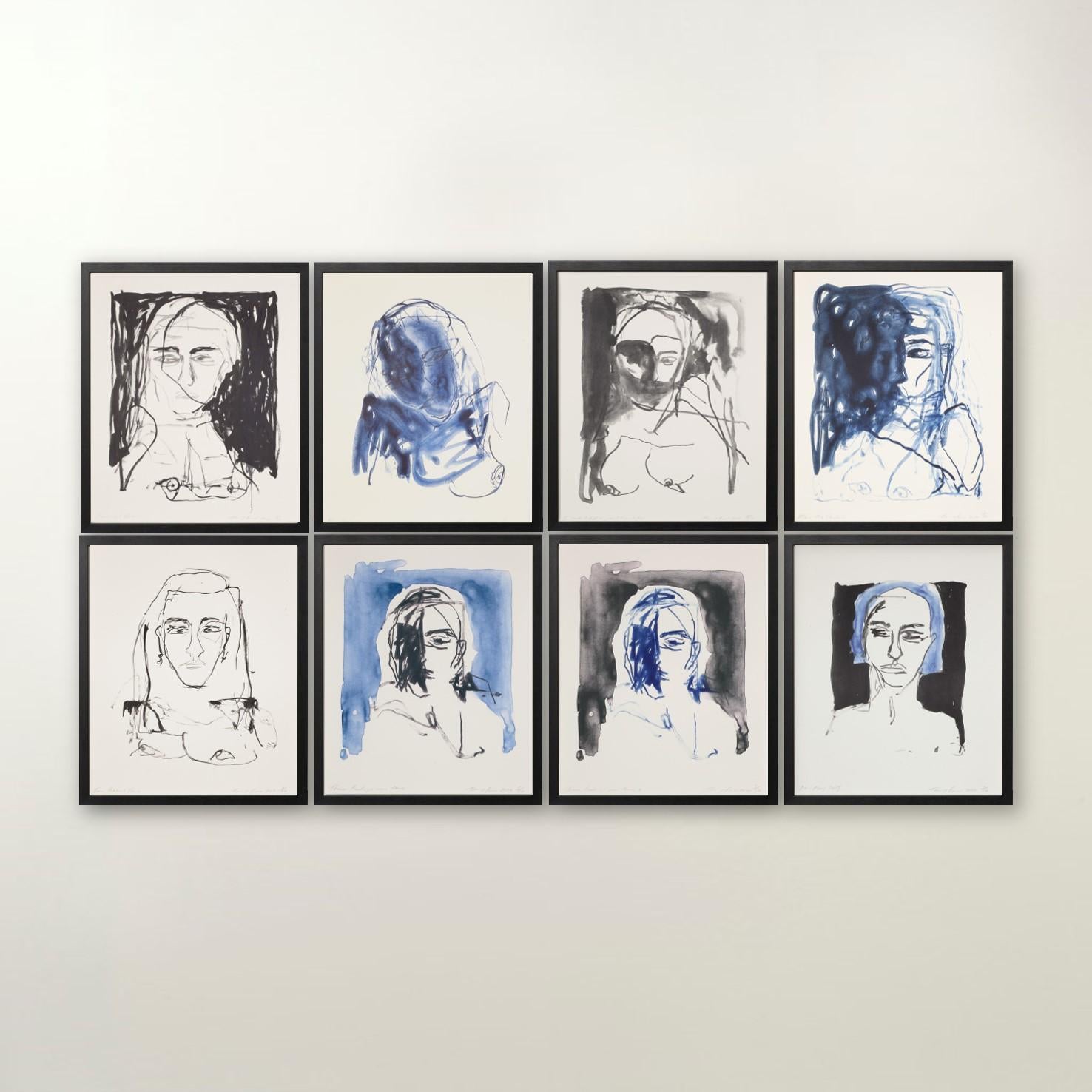 Tracey Emin Portrait Print - These Feelings Were True -Emin, Contemporary, YBAs, Lithograph, Blue, Portrait