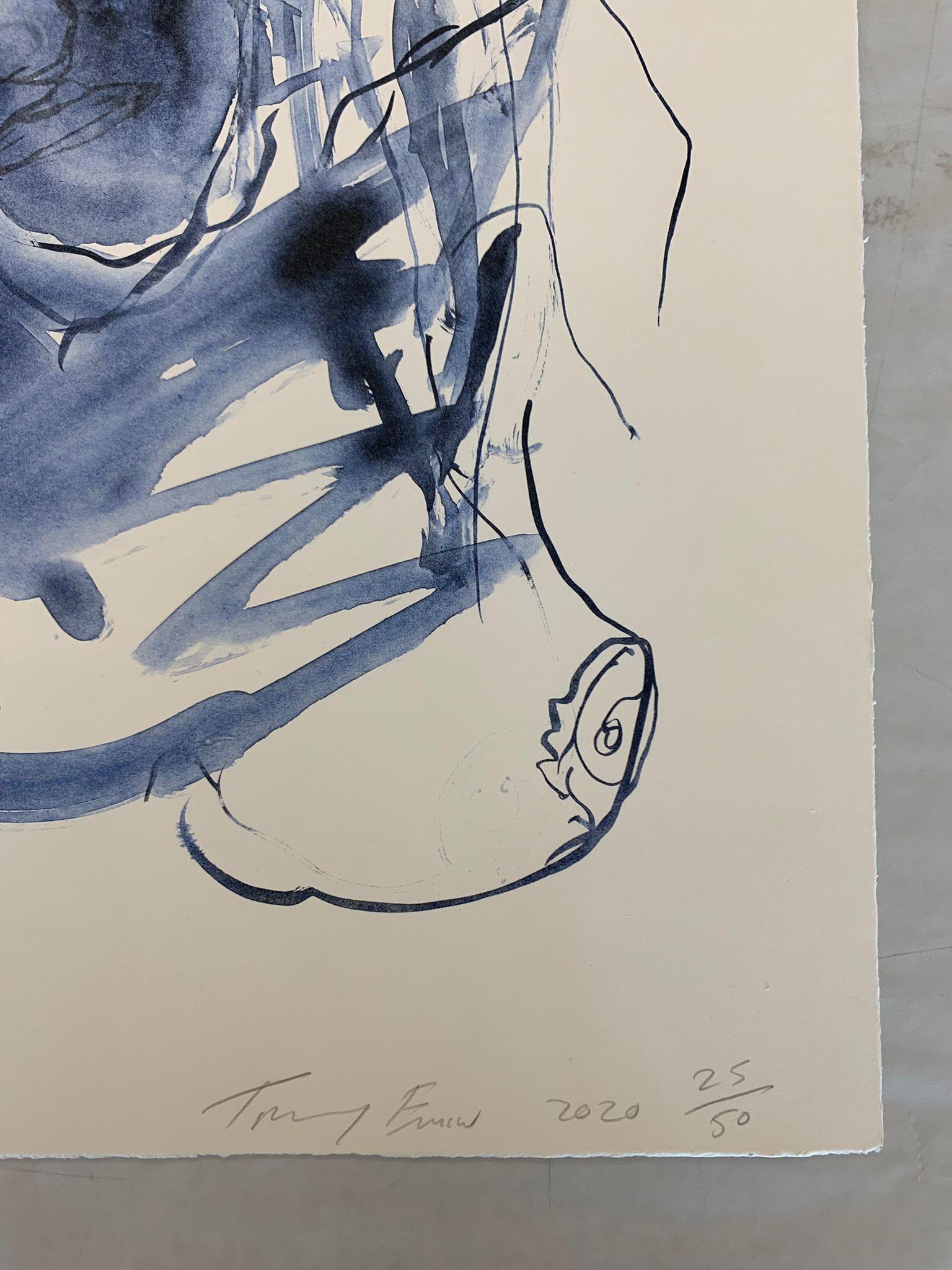 Questi sentimenti erano veri -Emin, Contemporaneo, YBAs, Litografia, Blu, Ritratto in vendita 9