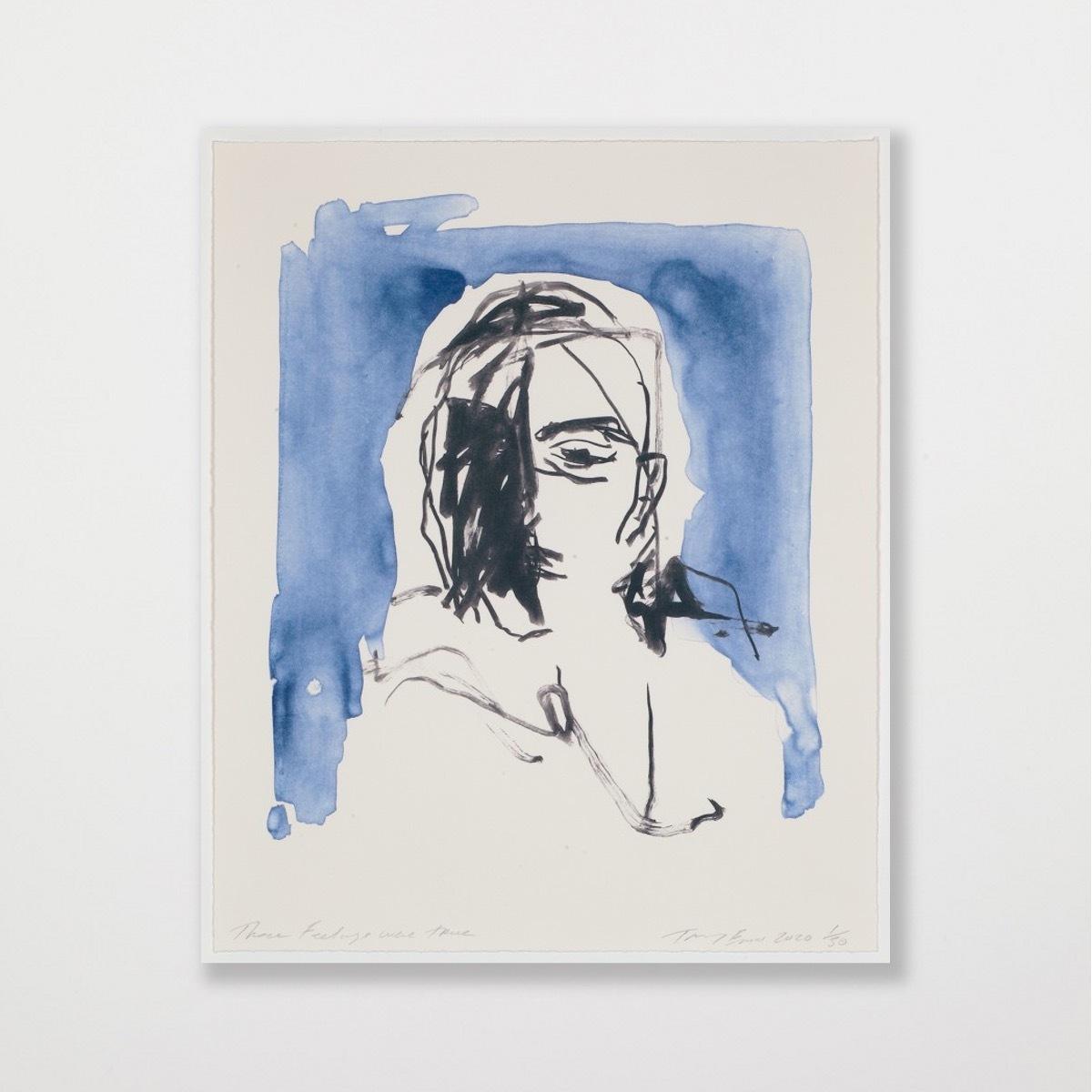 These Feelings Were True -Emin, Contemporary, YBAs, Lithograph, Blue, Portrait For Sale 4