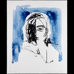 Questi sentimenti erano veri - Emin, Contemporaneo, YBA, Litografia, Ritratto, Blu