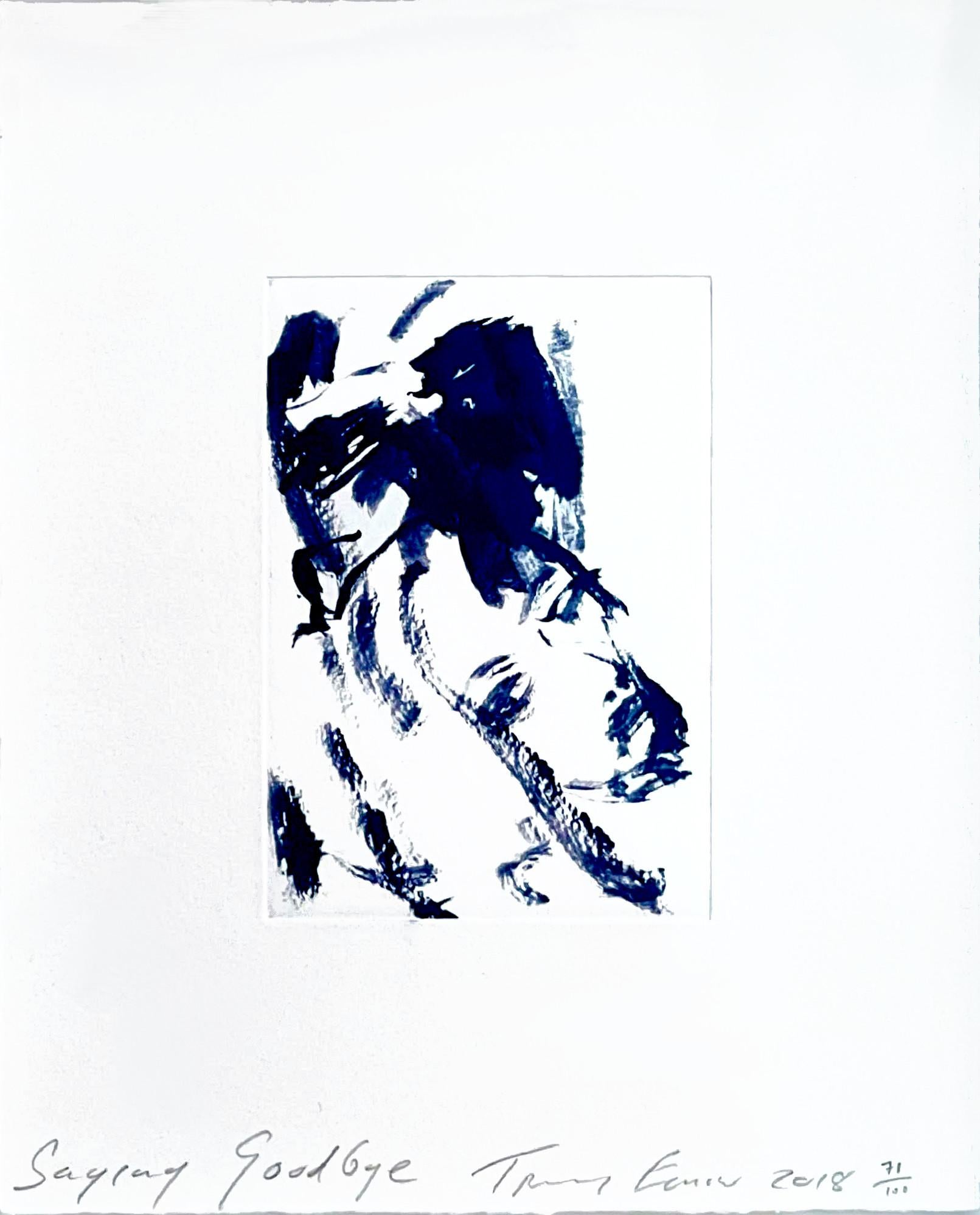 Tracey Emin
Saying Goodbye, 2018
Polymer gravure on Somerset 300gsm
Pencil signed, titled, dated, and numbered 71/100 by Tracey Emin on the front
Frame Included:
Elegantly floated and framed in a white wood frame with UV