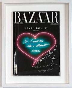 UNIQUELY Hand signed by Tracey Emin Bazaar magazine cover for David Bowie Framed