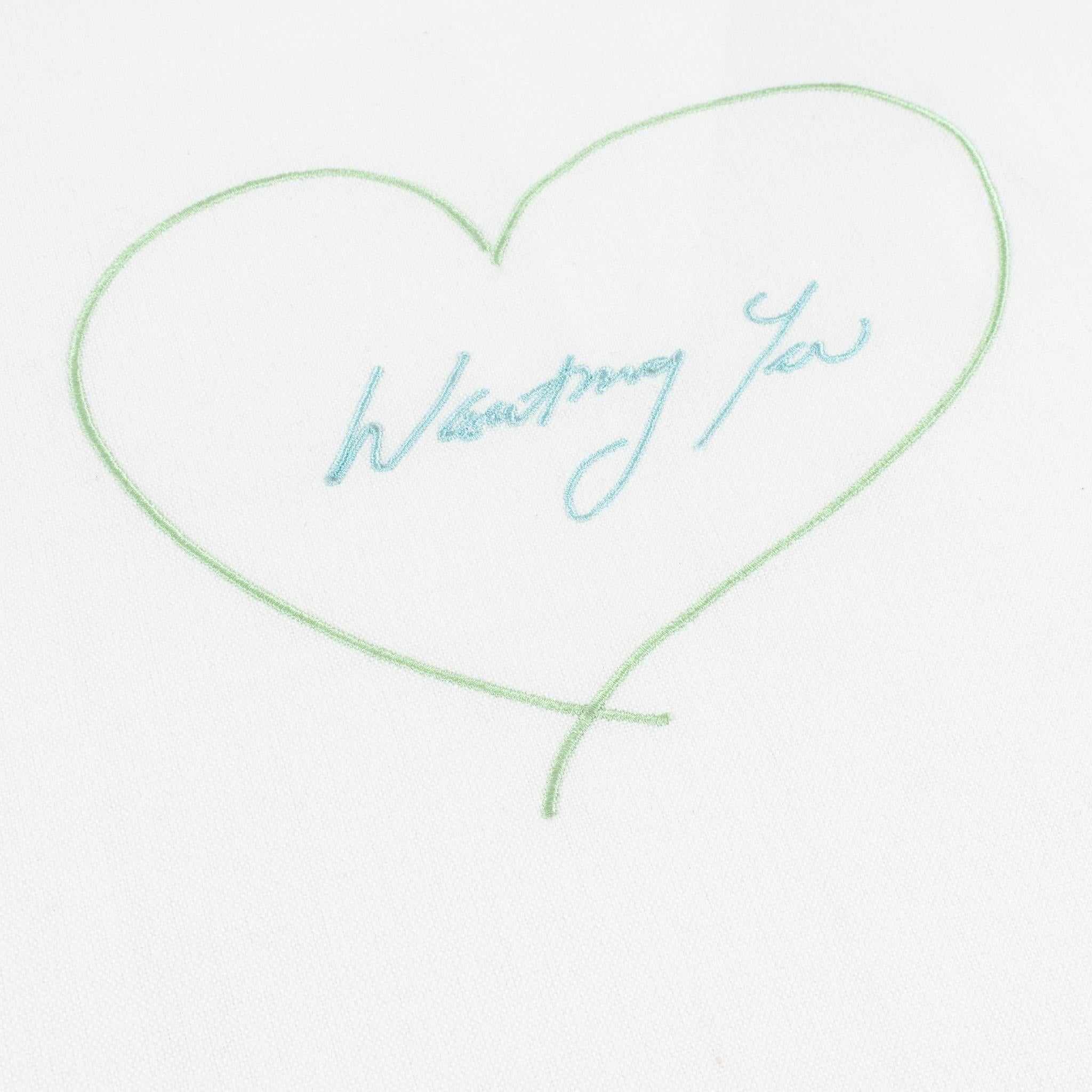 Wanting You, Napkin (Green and Blue) - Contemporary Print by Tracey Emin