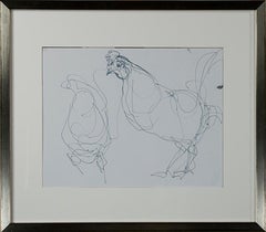 "Rooster, " Ink Drawing Double sided by Tracey Padron