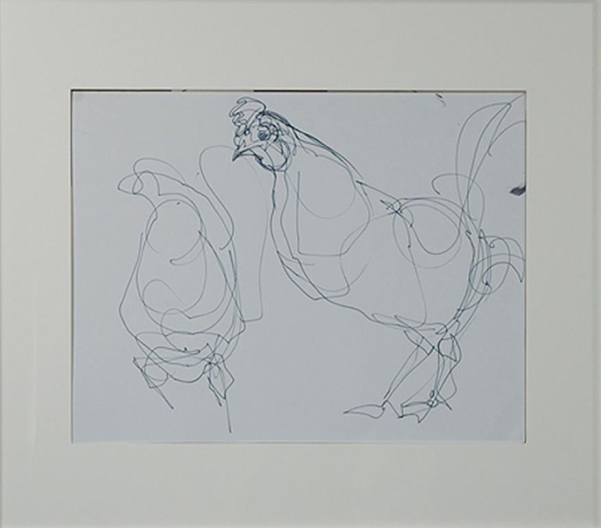 "Rooster" est un dessin à l'encre à double face de Tracey Padron. Il s'agit d'un dessin de figure académique de ce poulet. Le côté droit contient un dessin au trait plus détaillé, le dessin de gauche est moins détaillé. 

Art : 9 x 11.5 in
Cadre :