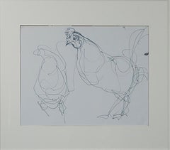 "Rooster, " Ink Drawing Double sided by Tracey Padron