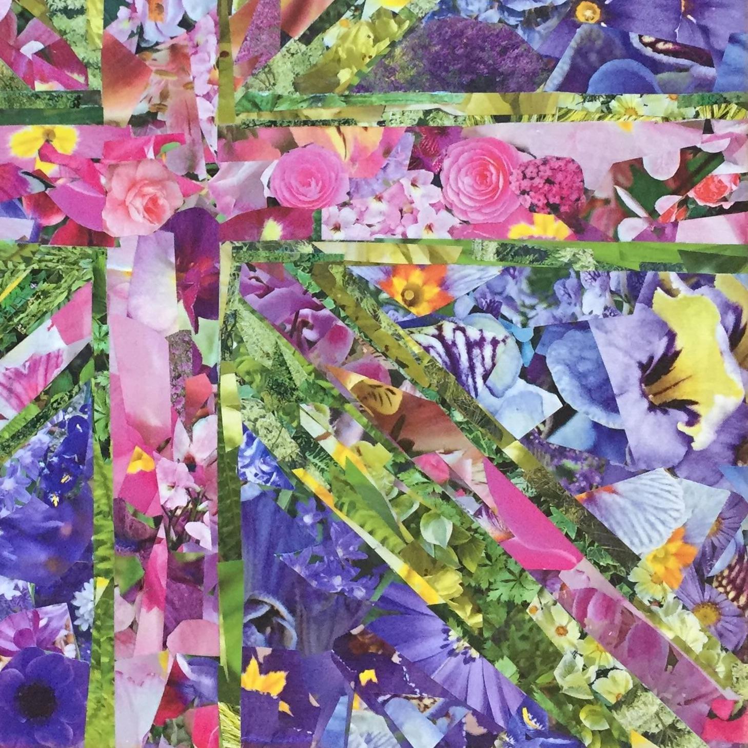 Flower Power, Collage, Canvas, Interiors, Craft, Abundance, Recycled Art, Signed. - Abstract Mixed Media Art by Tracey Thornton