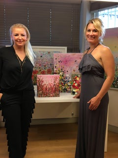 Setting Sun, Original, Acrylic Paint on Canvas, Collage, Mixed Media, Signed.