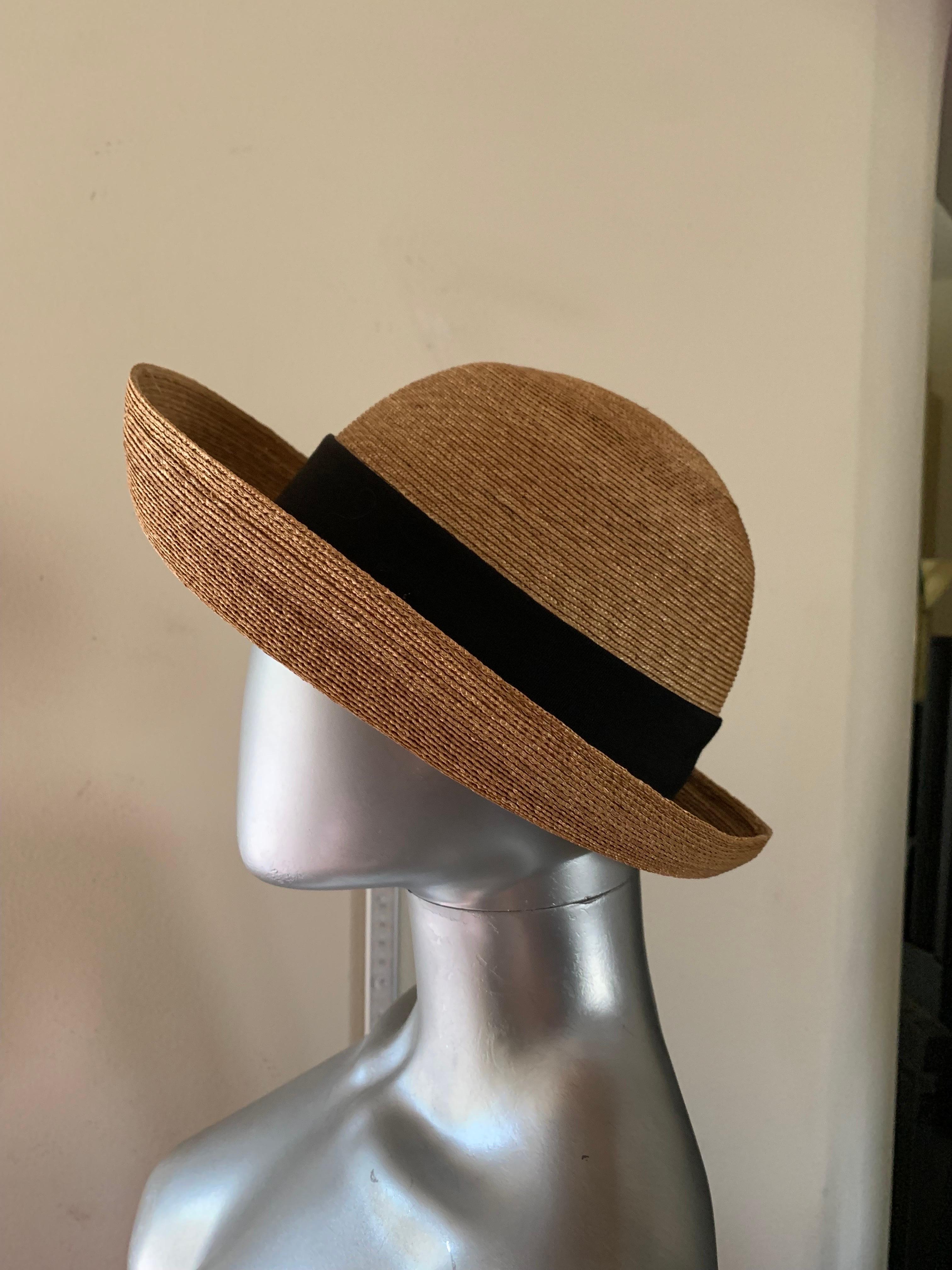 Tracey Tooker Straw Boater Hat with Black Grosgrain Bow NWOT For Sale 4