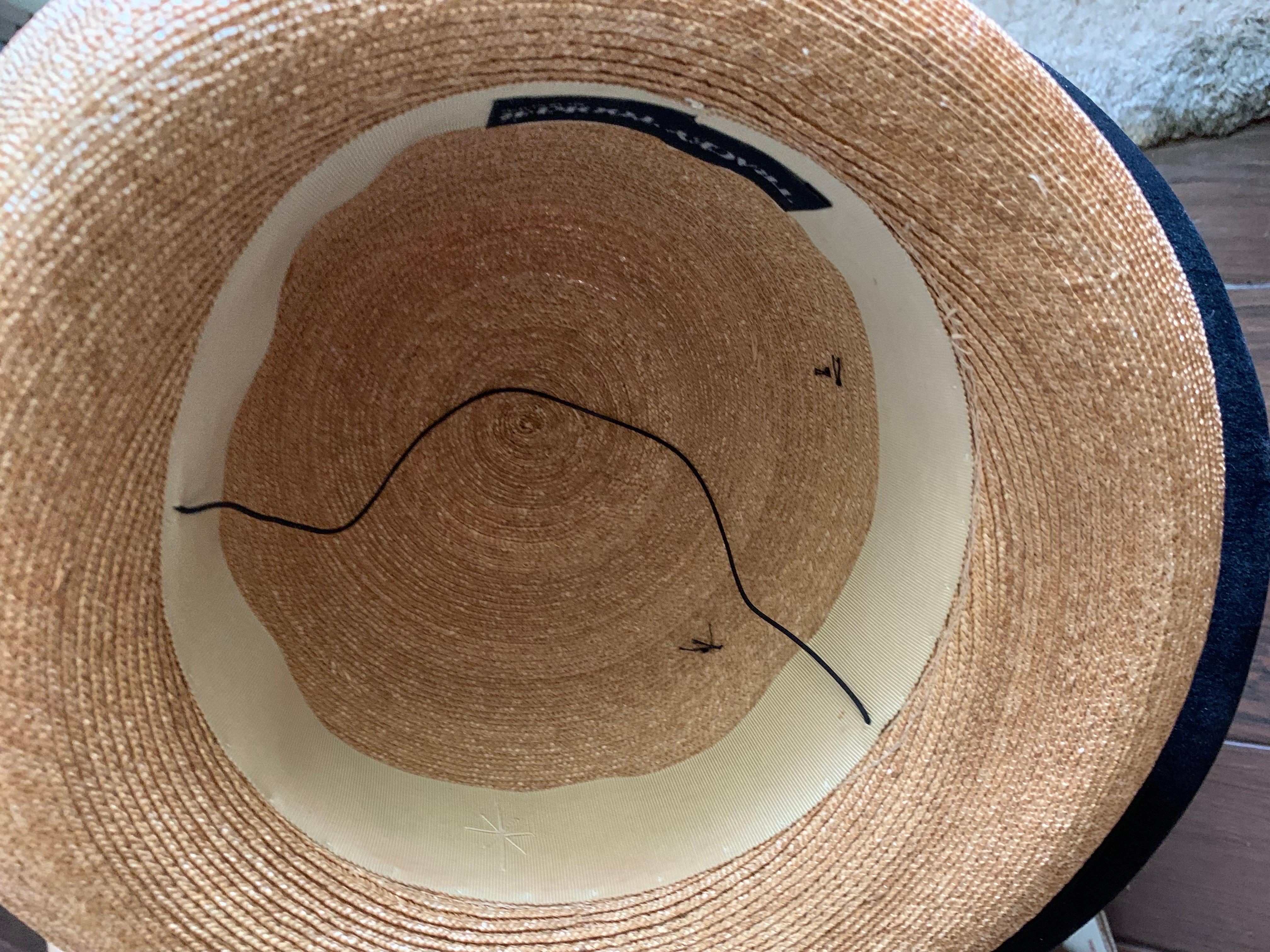 Tracey Tooker - Chapeau de bateau en paille avec nœud en gros-grain noir, neuf avec étiquette en vente 7