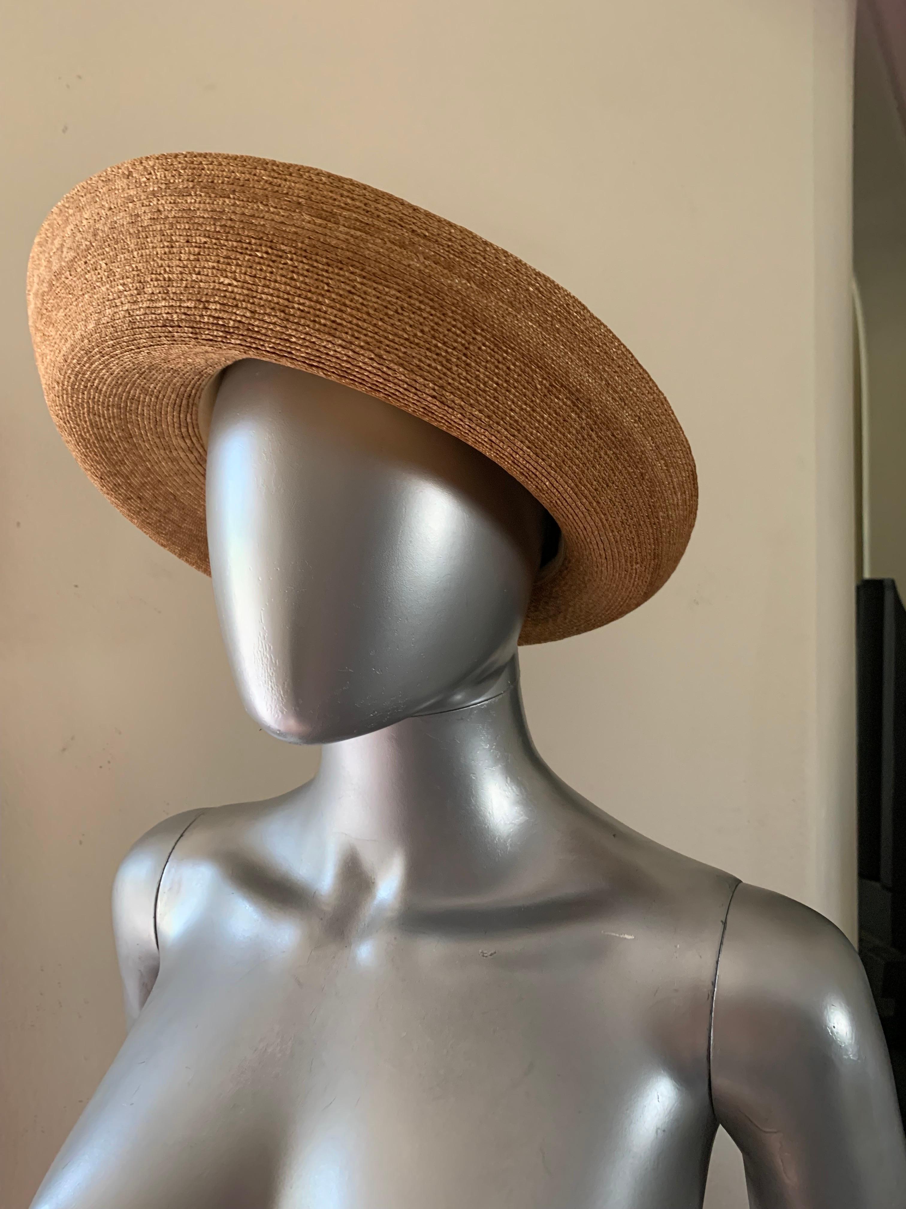 Tracey Tooker Straw Boater Hat with Black Grosgrain Bow NWOT For Sale 5