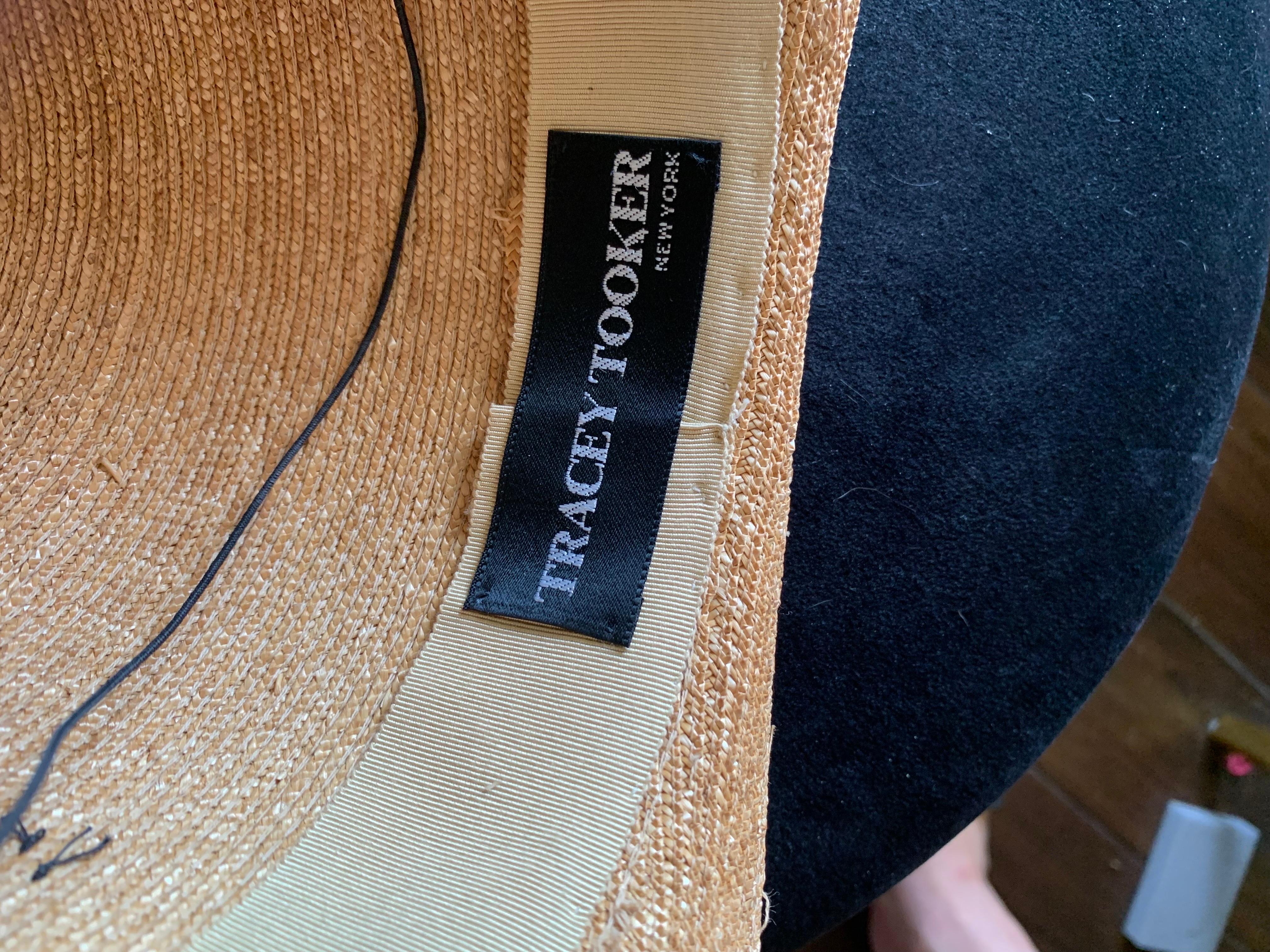 Tracey Tooker Straw Boater Hat with Black Grosgrain Bow NWOT For Sale 7