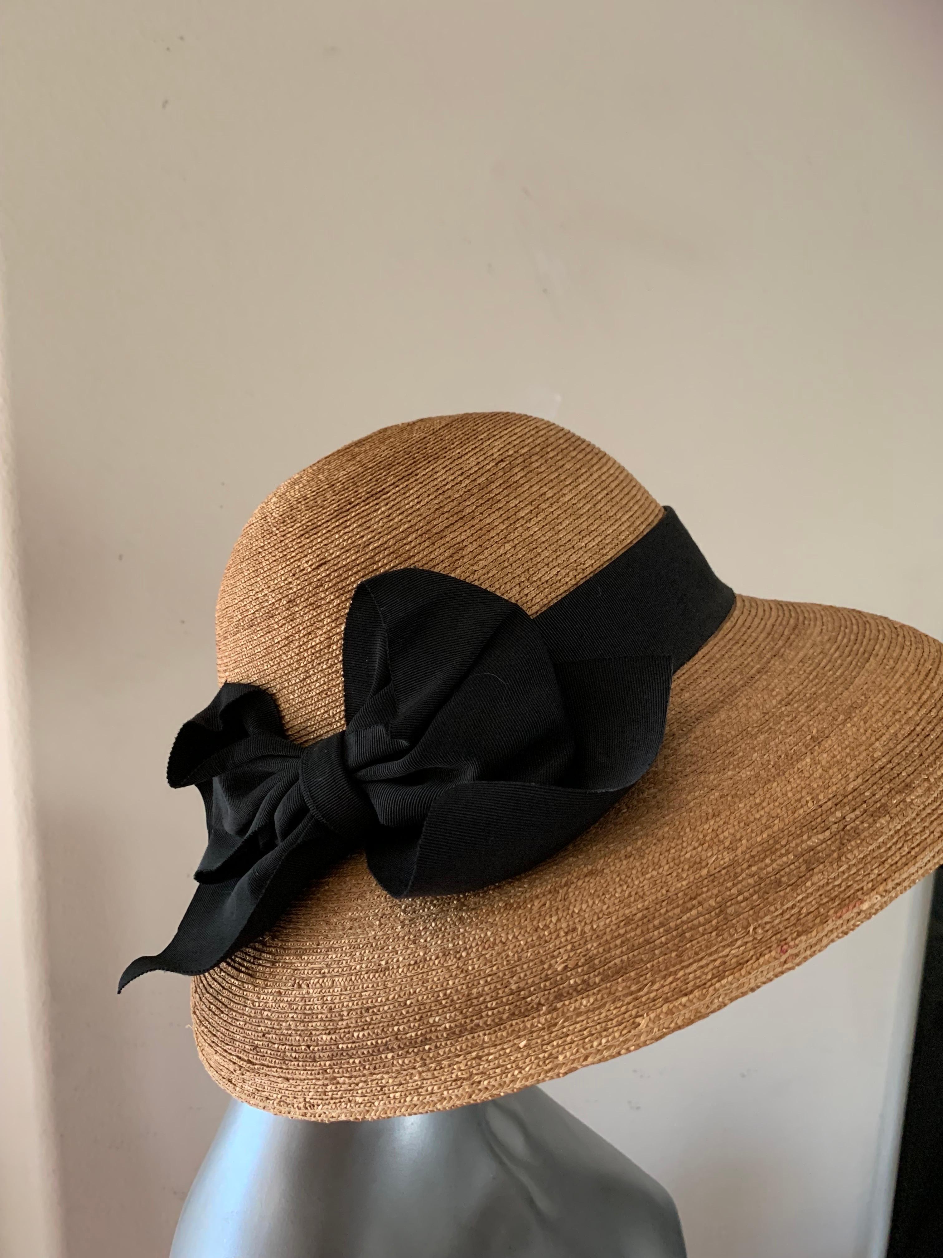 Tracey Tooker Straw Boater Hat with Black Grosgrain Bow NWOT For Sale 2