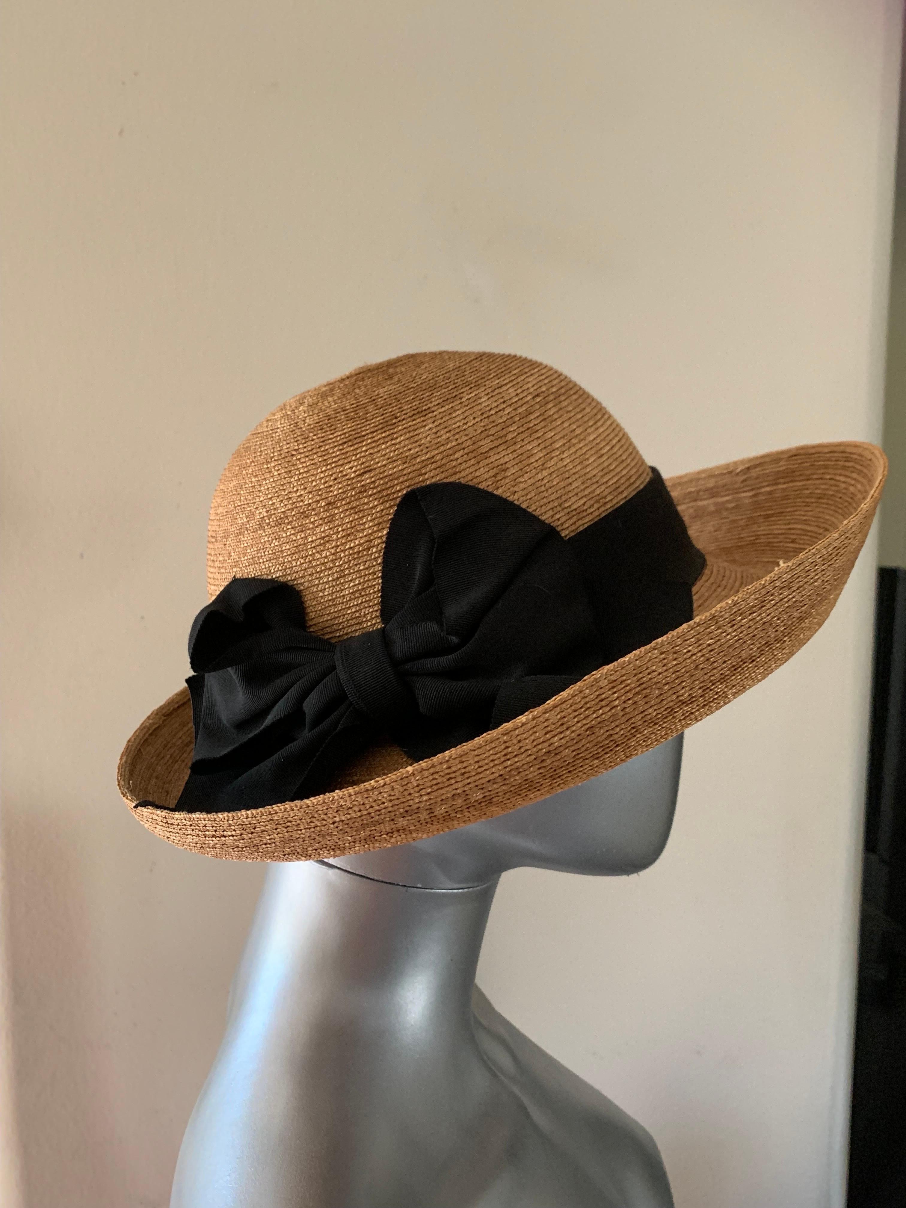 Tracey Tooker Straw Boater Hat with Black Grosgrain Bow NWOT For Sale 3