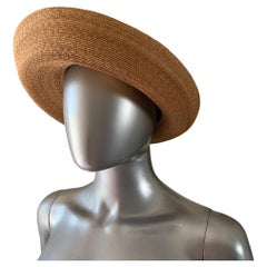 Tracey Tooker Straw Boater Hat with Black Grosgrain Bow NWOT