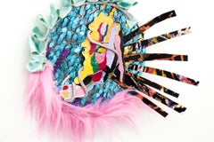 "An Angel through Looking Glass", Colorful Mixed Media Wall-Hanging Sculpture