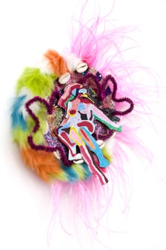 "Water Me", Abstract Colorful Mixed Media Wall-Hanging Sculpture