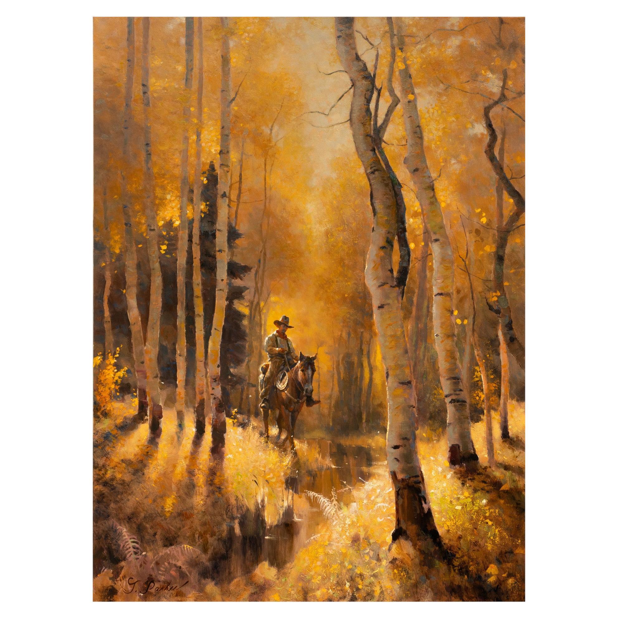 Rastreando el Aspen Pintura al óleo original de Greg Parker