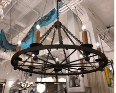 Tractor Haywheel Seven-Light Iron Chandelier