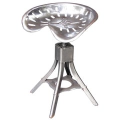 Vintage Tractor Seat Stool of Polished Steel from England
