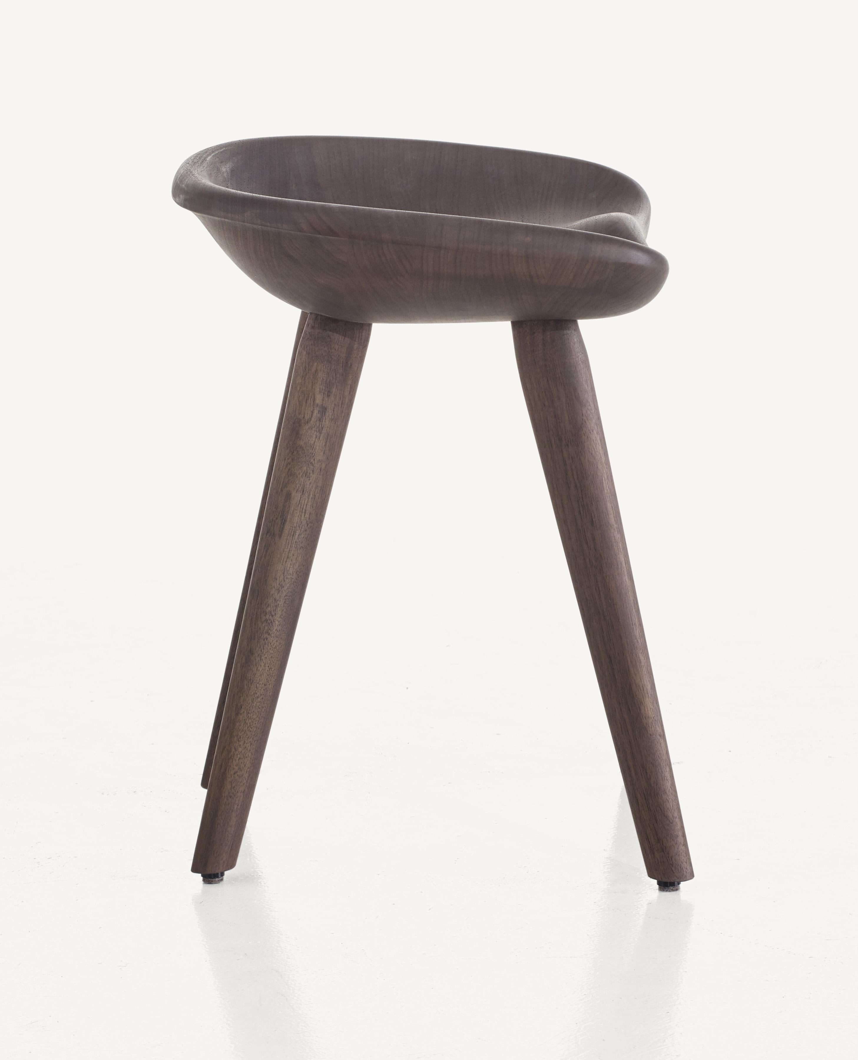 For Sale: Brown (Wood Walnut Black Oil) Tractor Stool in Carved, Solid Wood by Craig Bassam 5