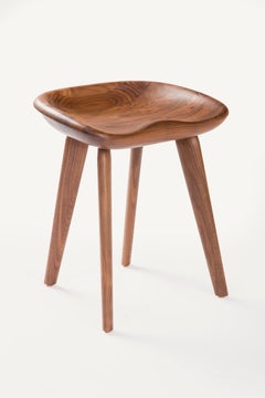 Tractor Stool in Carved, Solid Wood by Craig Bassam