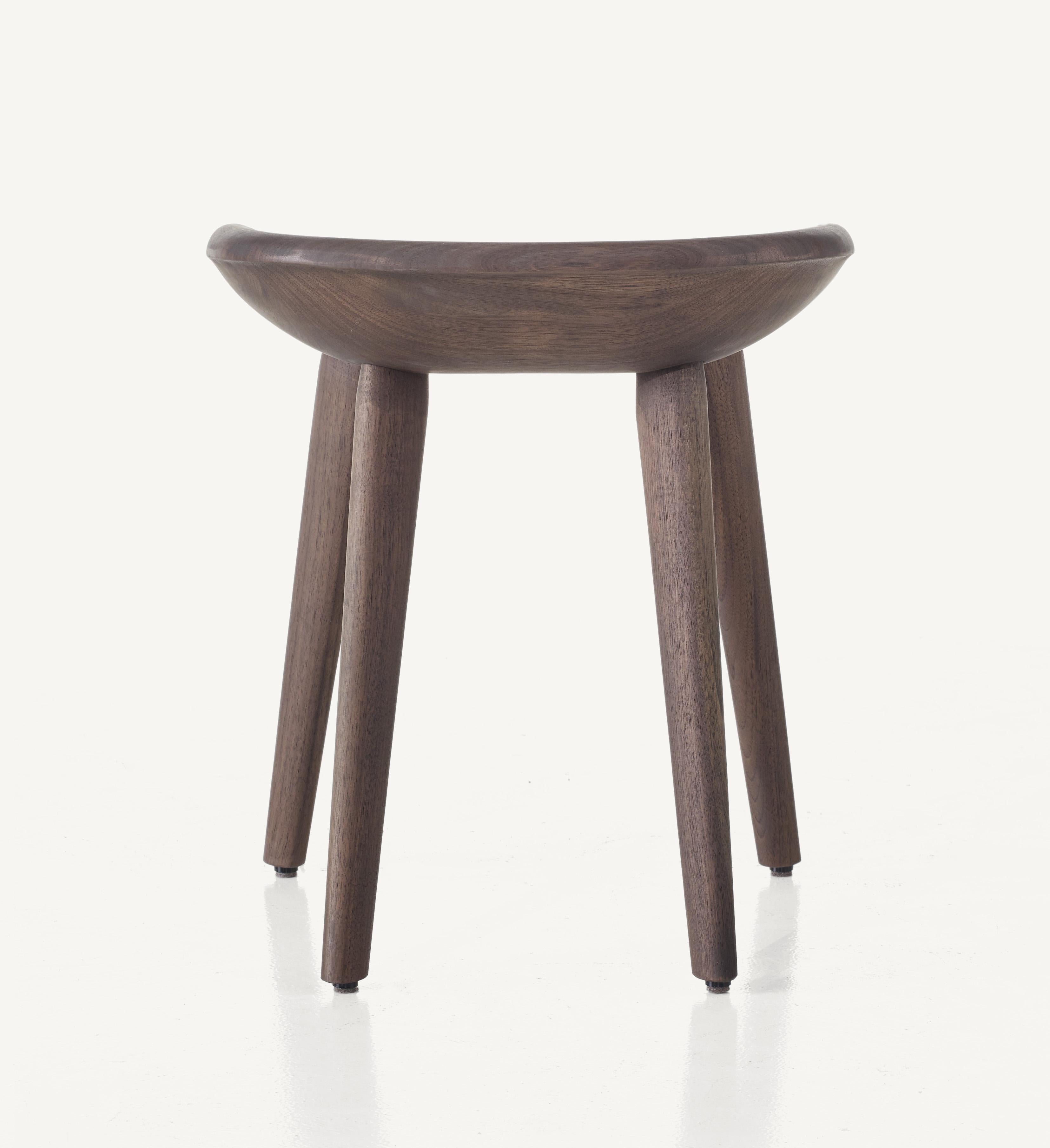 For Sale: Brown (Wood Walnut Black Oil) Tractor Stool in Carved, Solid Wood by Craig Bassam 4