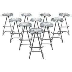 Used  'Tractor' Stools in Silver Colored Metal 