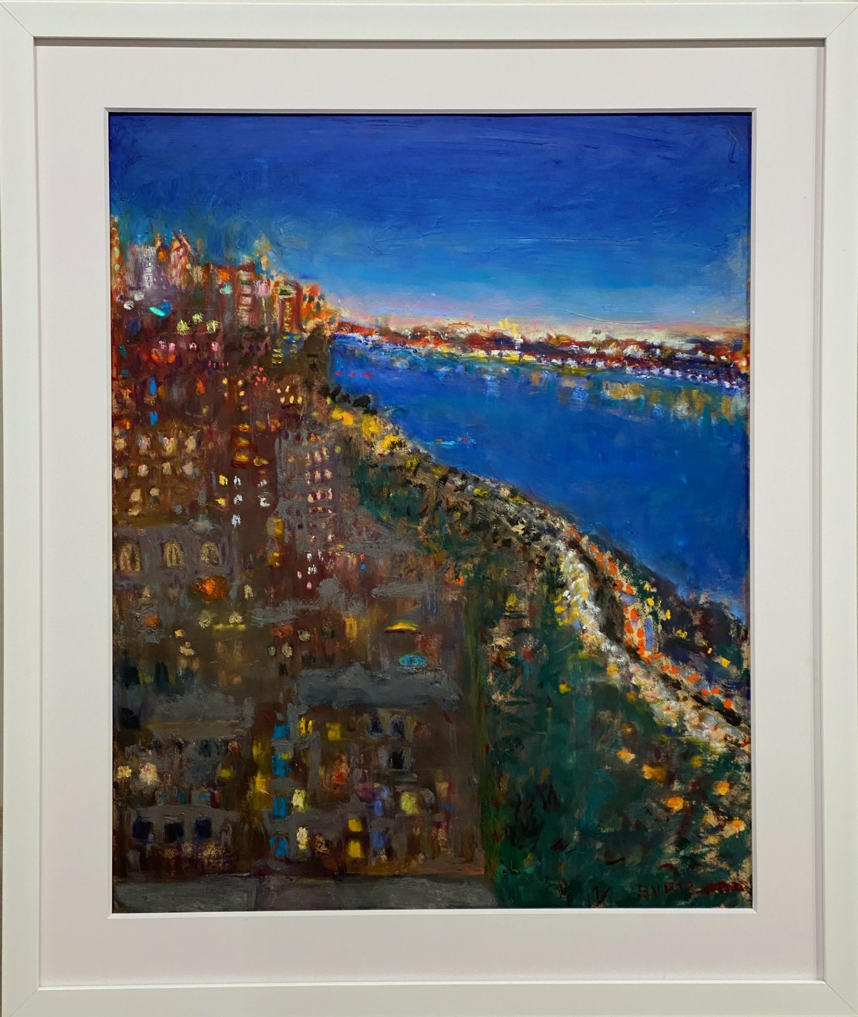 Tracy Burtz Landscape Painting - New York, New York (Nightfall)
