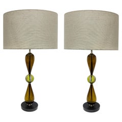 Tracy Glover Multicolor Hand-Blown Glass Table Lamps, Pair